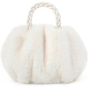 ✨ Fur Story  Faux Fur Fuzzy Women White Plush Tote Big Capacity Girls Handbag